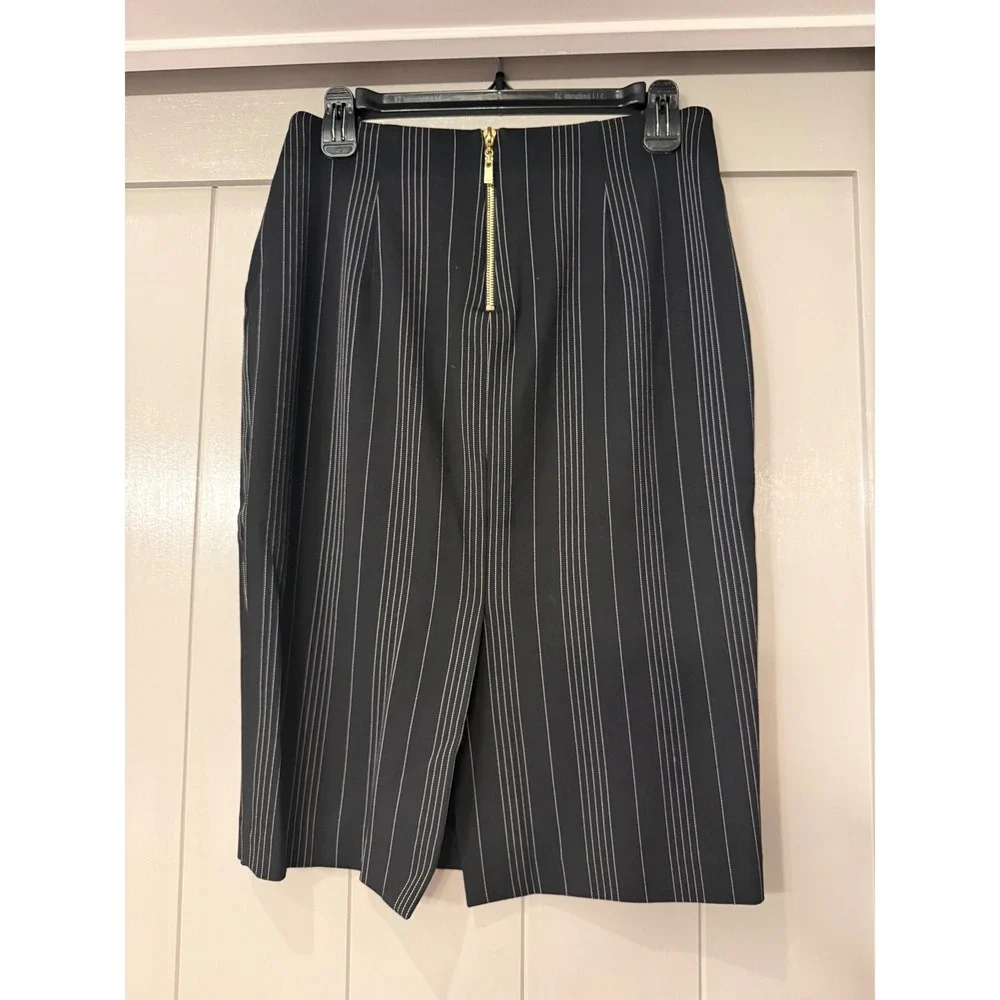 S Pearl Black Pinstripe Pencil Skirt Zipper Knee Length‎ Womens Size 6